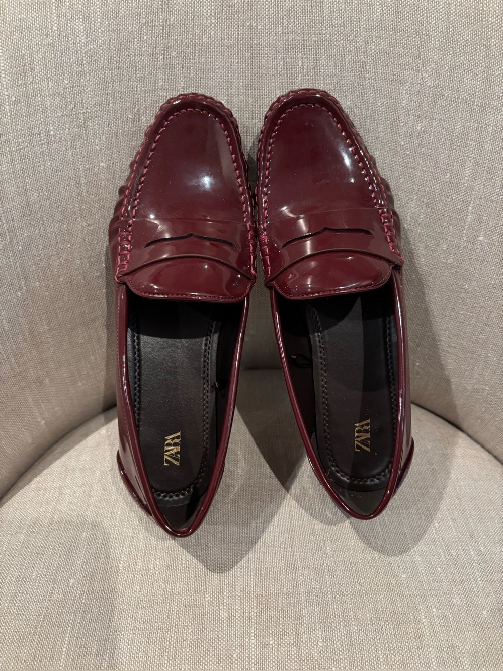 Zara Women's Burgundy Patent Loafers